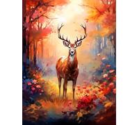 5D Diamond Art Kits Adults, DIY Diamond Painting Deer Full Drill Forest Dimond Arts Craft Gem Art Paintings for Home Wall Decoration50x50cm
