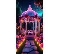 5D Diamond Art Painting,Garden Pavilion Diamond Painting Kits for Adults,DIY Square Full Drill Canvas Embroidery Cross Stitch,Diamond Arts Crafts Painting Pictures for Home Wall Decor 60x130cm