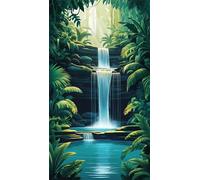 5D Diamond Art Painting,Green Plants River Diamond Painting Kits for Adults,DIY Round Full Drill Canvas Embroidery Cross Stitch,Diamond Arts Crafts Painting Pictures for Home Wall Decor 70x150cm