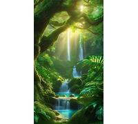 5D Diamond Art Painting,Green Plants Stream Diamond Painting Kits for Adults,DIY Square Full Drill Canvas Embroidery Cross Stitch,Diamond Arts Crafts Painting Pictures for Home Wall Decor 60x130cm