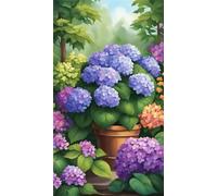 5D Diamond Art Painting,Hydrangea Plant Diamond Painting Kits for Adults,DIY Square Full Drill Canvas Embroidery Cross Stitch,Diamond Arts Crafts Painting Pictures for Home Wall Decor 50x110cm