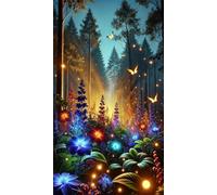5D Diamond Art Painting,Jungle Butterfly Plant Diamond Painting Kits for Adults,DIY Round Full Drill Canvas Embroidery Cross Stitch,Diamond Arts Crafts Painting Pictures for Home Wall Decor 60x130cm