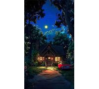 5D Diamond Art Painting,Jungle House Moon Diamond Painting Kits for Adults,DIY Square Full Drill Canvas Embroidery Cross Stitch,Diamond Arts Crafts Painting Pictures for Home Wall Decor 60x130cm