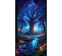 5D Diamond Art Painting,Jungle Tree Creek Diamond Painting Kits for Adults,DIY Square Full Drill Canvas Embroidery Cross Stitch,Diamond Arts Crafts Painting Pictures for Home Wall Decor 30x70cm