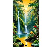5D Diamond Art Painting,Lake Jungle Plants Diamond Painting Kits for Adults,DIY Square Full Drill Canvas Embroidery Cross Stitch,Diamond Arts Crafts Painting Pictures for Home Wall Decor 100x210cm