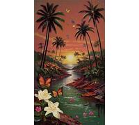 5D Diamond Art Painting,Lily Butterfly Creek Diamond Painting Kits for Adults,DIY Square Full Drill Canvas Embroidery Cross Stitch,Diamond Arts Crafts Painting Pictures for Home Wall Decor 40x90cm