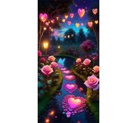 5D Diamond Art Painting,Love River Rose Diamond Painting Kits for Adults,DIY Square Full Drill Canvas Embroidery Cross Stitch,Diamond Arts Crafts Painting Pictures for Home Wall Decor 50x110cm