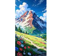 5D Diamond Art Painting,Mountains Grasslands Diamond Painting Kits for Adults,DIY Square Full Drill Canvas Embroidery Cross Stitch,Diamond Arts Crafts Painting Pictures for Home Wall Decor 80x170cm