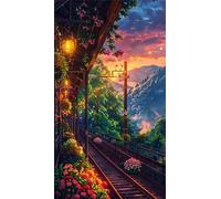 5D Diamond Art Painting,Mountains Landscape Diamond Painting Kits for Adults,DIY Round Full Drill Canvas Embroidery Cross Stitch,Diamond Arts Crafts Painting Pictures for Home Wall Decor 80x170cm