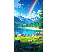 5D Diamond Art Painting,Mountains Rivers Plants Diamond Painting Kits for Adults,DIY Round Full Drill Canvas Embroidery Cross Stitch,Diamond Arts Crafts Painting Pictures for Home Wall Decor 50x110cm