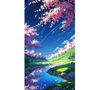 5D Diamond Art Painting,Nature River Sky Diamond Painting Kits for Adults,DIY Round Full Drill Canvas Embroidery Cross Stitch,Diamond Arts Crafts Painting Pictures for Home Wall Decor 70x150cm