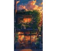 5D Diamond Art Painting,Night Attic Clouds Diamond Painting Kits for Adults,DIY Square Full Drill Canvas Embroidery Cross Stitch,Diamond Arts Crafts Painting Pictures for Home Wall Decor 90x190cm
