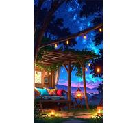 5D Diamond Art Painting,Night Countryside Plants Diamond Painting Kits for Adults,DIY Square Full Drill Canvas Embroidery Cross Stitch,Diamond Arts Crafts Painting Pictures for Home Decor 100x210cm