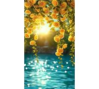 5D Diamond Art Painting,Yellow Rose Sea Diamond Painting Kits for Adults,DIY Square Full Drill Canvas Embroidery Cross Stitch,Diamond Arts Crafts Painting Pictures for Home Wall Decor 90x190cm