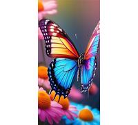 5D Diamond Painting, 30x60cm Diamond Painting Grand Format DIY Papillons colorés Broderie Peinture Diamant Painting Adulte Kit Complet Cristal Strass Point de Croix pour Murale Décoration T-5987