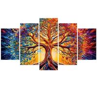 5D Diamond Painting 5 Pack Arbre de vie Diamant Painting Broderie Diamant Kit Complet, 100x60cm Peinture Diamant Adulte Point de Croix Puzzle Stitch Diamant Art Craft pour Maison Décoration E-9169