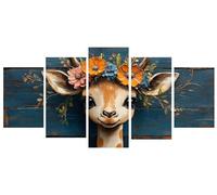 5D Diamond Painting 5 Pièces animal girafe Peinture Diamant Adulte, Broderie Diamond Painting Adulte Grand Format Puzzle Art, Point de Croix Art Craft Kit pour Tableau Decoration Murale 90x150cm Y-158