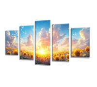 5D Diamond Painting 5 Pièces Coucher soleil Tournesol Peinture Diamant Adulte, Broderie Diamond Painting Adulte Grand Format Puzzle Art, Point de Croix Craft Kit, Decoration Murale 100x60cm q-710