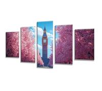 5D Diamond Painting 5 Pièces Fleurs cerisier Big Ben Peinture Diamant Adulte, Broderie Diamond Painting Adulte Grand Format Puzzle Art, Point de Croix Craft Kit, Decoration Murale 300x180cm q-753