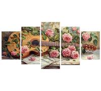 5D Diamond Painting 5 Pièces instruments musique fleur Peinture Diamant Adulte,Broderie Diamond Painting Adulte Grand Format Puzzle Art,Point Croix Art Craft,Tableau Decoration Murale 165x275cm Y-144