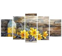 5D Diamond Painting 5 Pièces usine vase Peinture Diamant Adulte, Broderie Diamond Painting Adulte Grand Format Puzzle Art, Point de Croix Art Craft Kit pour Tableau Decoration Murale 180x300cm Y-312