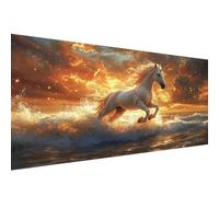 5D Diamond Painting, 70x140cm Diamond Painting Grand Format cheval, Peinture Diamant Adulte Enfant Cristal Art Set, DIY plage Broderie Peinture Diamant pour Halloween Décoratio Murale Cadeaux W1-802