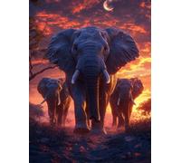 5D Diamond Painting Adulte Animal Diamond Painting Enfant, DIY Peinture Diamant Éléphant Strass Point de Croix Broderie Diamant Kit Complet, Débutant Cristal Artisanat Maison Décor 135x90 cm W-1209