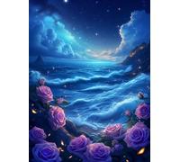 5D Diamond Painting Adulte Aurore Diamond Painting Enfant, DIY Peinture Diamant Rose Strass Point de Croix Broderie Diamant Kit Complet, Adultes Débutant Cristal Artisanat Maison Décor 90x60 cm W-3791