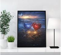 5D Diamond Painting Adulte Cœur, Peinture Diamant Océan Broderie Diamant Canevas Kit Complet Adulte, DIY Ronde Diamond Painting Pour La Décoration Murale à La Maison, Cadeau Femme 50x70cm 74J-54