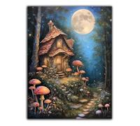 5D Diamond Painting Adulte, DIY Diamond Painting Champignon Diamant Painting Lune Diamond Painting Accessoires, Art du Diamant Peinture Strass Point de Croix Painting Bureau Décoration 30X40CM Z6-6
