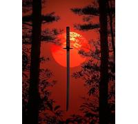 5D Diamond Painting Adulte éPéE De Samouraï Diamond Painting, Soleil DIY peinture diamant Point de Croix Kit, Broderie Diamant Activite Manuelle Adulte, Décoration Maison Cadeau 40X50cm 3-3382