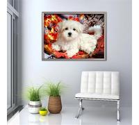 5D Diamond Painting Adulte Feuilles de chien,Bricolage Round Broderie diamant painting Kit Complet,Peinture Diamant Adulte,diamond art Strass Point de Croix Painting pour Décoration Intérieur 95x115cm