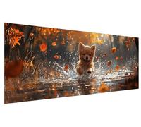 5D Diamond Painting Adulte Feuilles, DIY Chien Broderie Diamant Kit Complet, Peinture Diamant Strass Point de Croix Cristal Artisanal Painting pour Enfants Débutant Decoration Murale (80x30cm) I-21