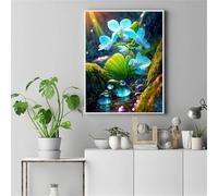 5D Diamond Painting Adulte Feuilles Fleur,Bricolage Square Broderie diamant painting Kit Complet,Peinture Diamant Adulte,diamond art Strass Point de Croix Painting pour Décoration Intérieur 65x85cm
