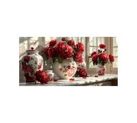 5D Diamond Painting Adulte Fleur, Peinture Diamant Vase Diamond Painting Enfant 80x40 CM, Crystal Artisanat Dessin, DIY Broderie Diamant Kit Complet pour Cadeau Femme, Decoration Murale DZSH-4846