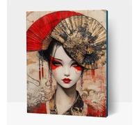 5D Diamond Painting Adulte Geisha, Peinture Diamant Femme japonaise Diamond Painting Enfant Débutants DIY Broderie Diamant Kit Complet, Peinture Numero pour Tableau Decoration Murale 40x55cm JXL1-2904