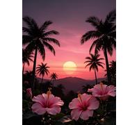 5D Diamond Painting Adulte Grand Format Coucher De Soleil Diamant Painting Fleur Kit Broderie Diamant Loisirs Créatifs Adultes Art Kit Complet Carré Peinture pour Decoration Murale 40x60cm L-AX11E