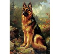 5D Diamond Painting Adulte Kit Complet Berger Allemand,Ronde Droderie Diamant,DIY Diamond Painting Lmages Animal,Diamant Peinture Adultes,Cristal Débutant Art Set Décoration Murale Maison 30x40 cm 0-N