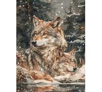 5D Diamond Painting Adulte Loup Diamond Painting, ScèNe De Neige DIY peinture diamant Point de Croix Kit, Broderie Diamant Activite Manuelle Adulte, Décoration Murale Maison Cadeau 90x120cm 8-8822