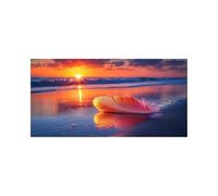 5D Diamond Painting Adulte Plage, Peinture Diamant Plume Diamond Painting Enfant 120 x 60cm, Crystal Artisanat Dessin, DIY Broderie Diamant Kit Complet pour Cadeau Femme, Decoration Murale 2ZSH-1530