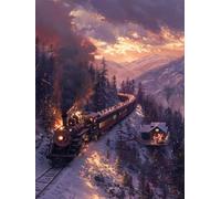 5D Diamond Painting Adulte Train Diamond Painting, Paysage DIY peinture diamant Point de Croix Kit, Broderie Diamant Activite Manuelle Adulte, Décoration Maison, Cadeau Femme 100x130cm 5-9491