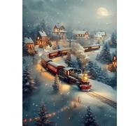 5D Diamond Painting Adulte Train Diamond Painting, ScèNe De Neige DIY peinture diamant Point de Croix Kit, Broderie Diamant Activite Manuelle Adulte, Décoration Maison Cadeau 100x135cm W-5785