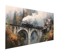 5D Diamond Painting Adulte Train Peinture Diamant Paysage Diamond Painting Enfant Débutants DIY Broderie Diamant Kit Complet Peinture Numero 70x140CM pour Tableau Decoration Murale, Cadeau JXL-13496