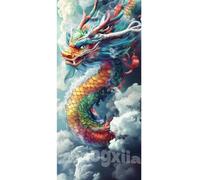 5D Diamond Painting Adulte XXL, DIY Diamond Painting Nuage Diamant Painting Adulte/Enfant, Dragon Diamond-Paintings Broderie Point de Croix Diamond Art pour Salon Decor Murale, 90x180 cm/36x71 Inch
