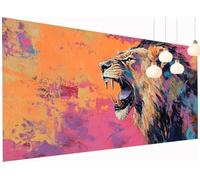 5D Diamond Painting Adultes Enfants Animal Peinture Diamant Painting Lion, DIY Broderie Diamant Grand Format 40x80 cm Kit Broderie Point de Croix pour Débutants Décoration Murale Maison S2-1136