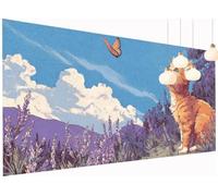 5D Diamond Painting Adultes Enfants Chat Peinture Diamant Painting Papillon, DIY Broderie Diamant Grand Format 70x140 cm Kit Broderie Point de Croix pour Débutants Décoration Murale Maison S2-651