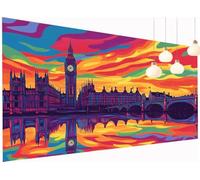 5D Diamond Painting Adultes Enfants Coloré Peinture Diamant Painting Londres, DIY Broderie Diamant Grand Format 40x90 cm Kit Broderie Point de Croix pour Débutants Décoration Murale Maison S2-600