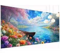 5D Diamond Painting Adultes Enfants Fleur Peinture Diamant Painting Lac, DIY Broderie Diamant Grand Format 60x120 cm Cristal Point de Croix Kit Broderie pour Débutants Décoration Murale Maison S2-891
