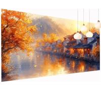 5D Diamond Painting Adultes Enfants Petite ville Peinture Diamant Painting Automne, DIY Broderie Diamant Grand Format 60x120 cm Cristal Point de Croix Kit Broderie pour Décoration Murale Maison S2-883