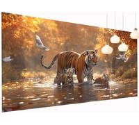 5D Diamond Painting Adultes Enfants Tigre Peinture Diamant Painting Marais, DIY Broderie Diamant Grand Format 100x200 cm Kit Broderie Point de Croix pour Débutants Décoration Murale Maison S2-639